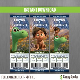 The Good Dinosaur Birthday Ticket Invitations